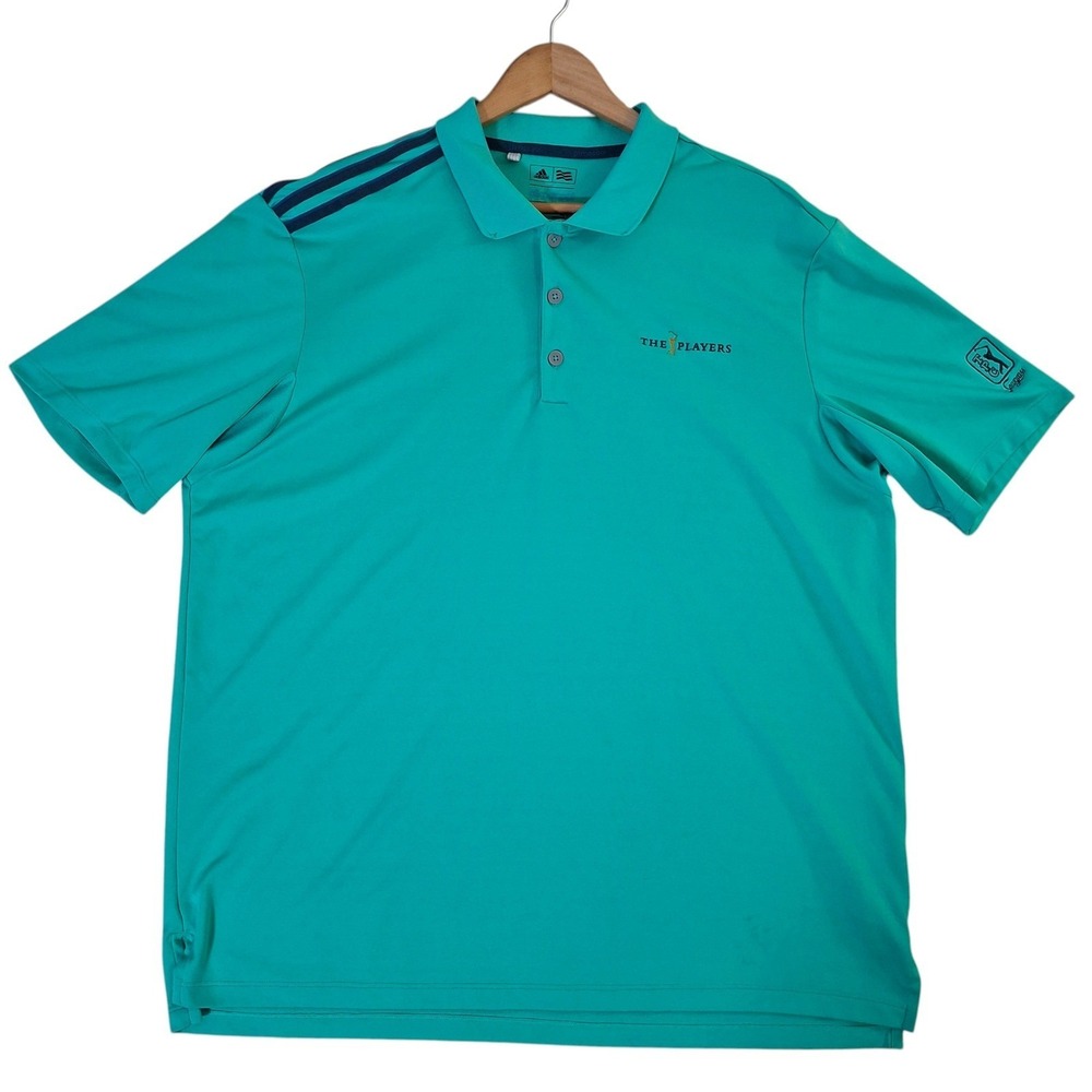Adidas Polo Shirt Mens XL The Players TPC Sawgrass Climacool Golf Teal Green
